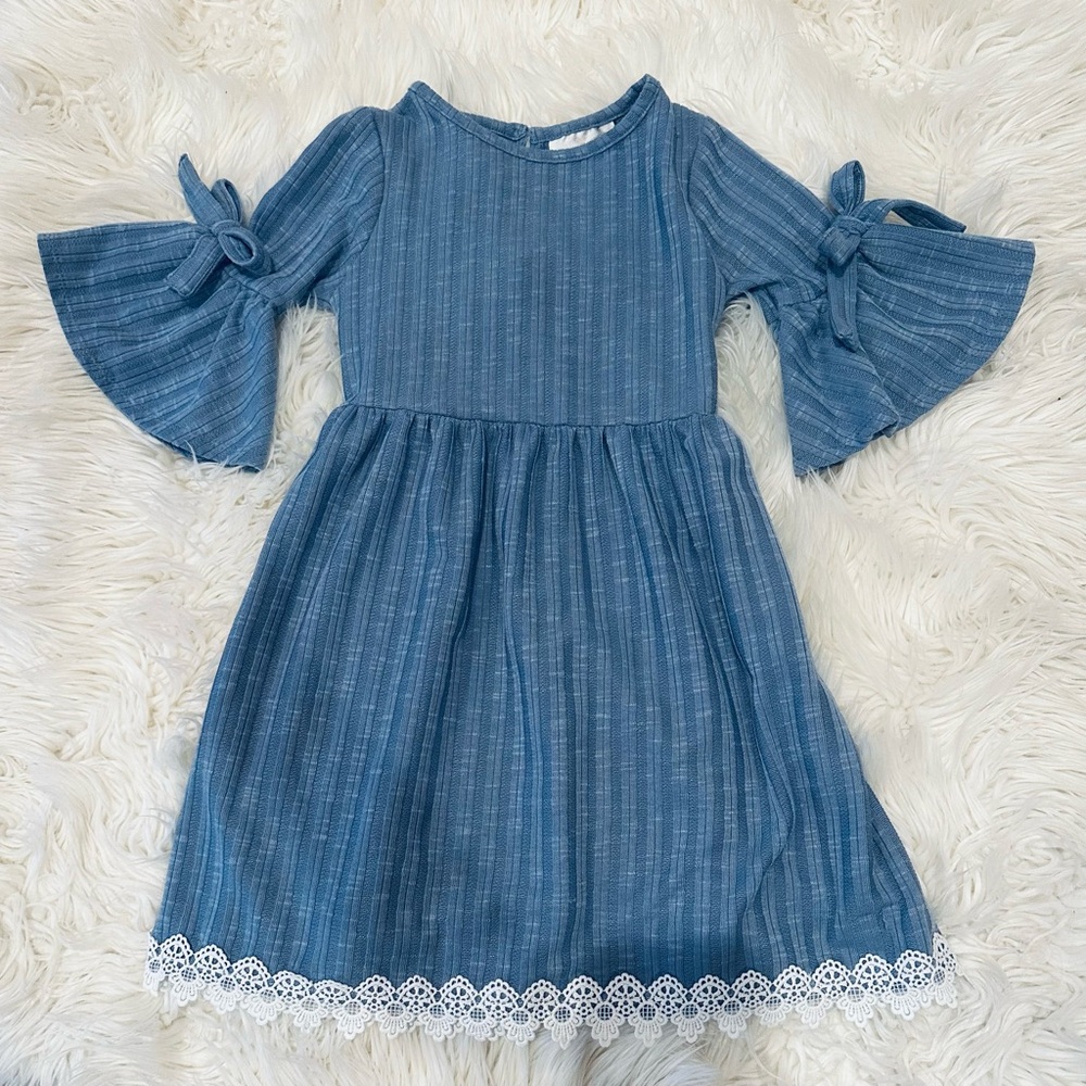Rare Editions Gray Ribbed A-line Sundress with Bell Sleeves - worn once
